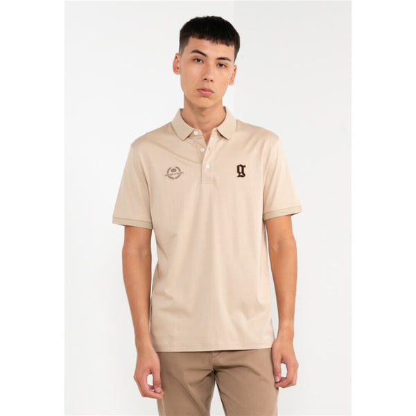 Cotton Interlock Knitted Collar Short Sleeve Slim Embroidery Liquid Touch Badge Polo