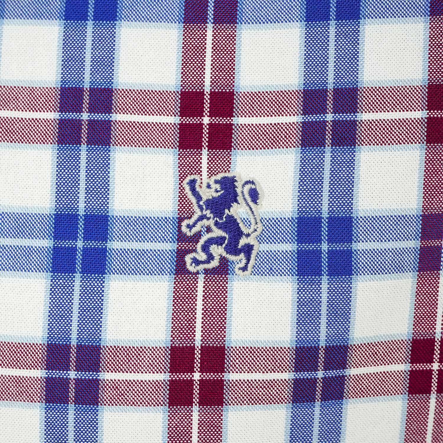 قميص قطني أكسفورد فلانيل بأكمام طويلة وقصة ضيقة مطرزة، قابل للغسل