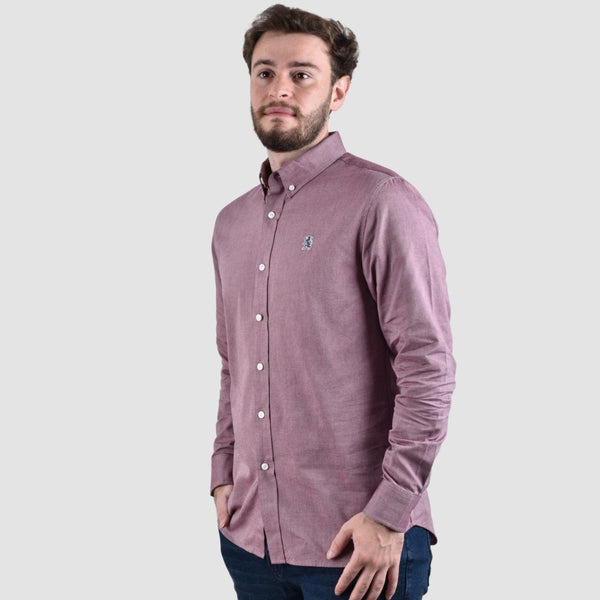 Cotton Oxford Flannel Long Sleeve Embroidery Garment Wash Shirt