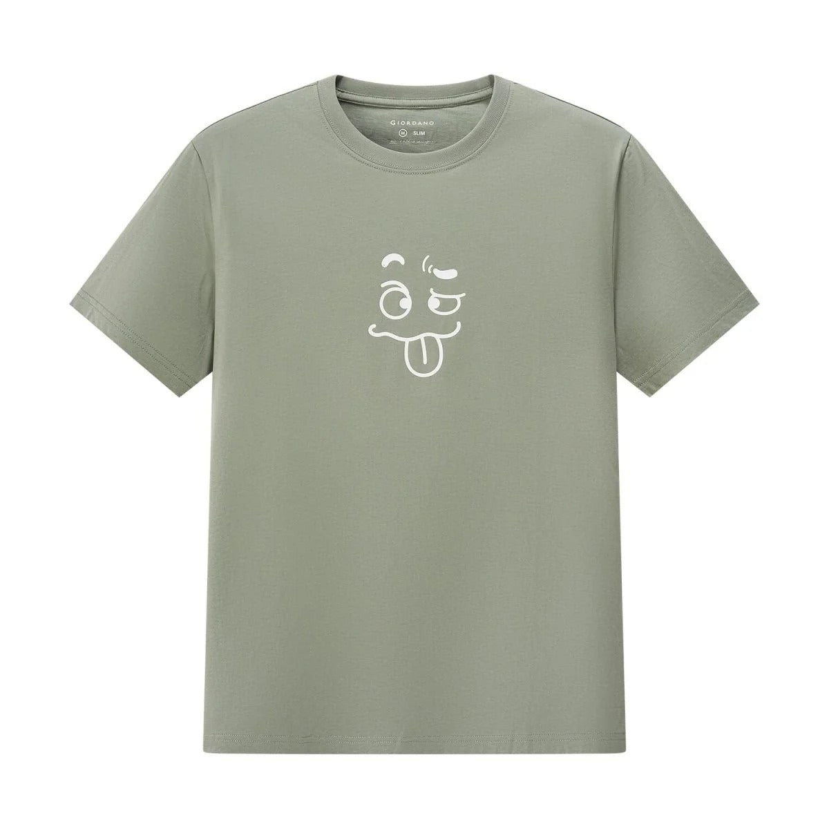 تيشيرت قطني مطبوع بأكمام قصيرة ورقبة دائرية وياقة دائرية