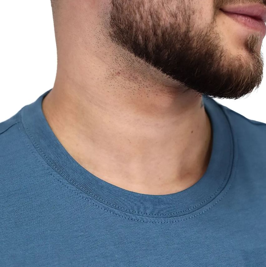 تيشيرت قطني مطبوع بأكمام قصيرة ورقبة دائرية وياقة دائرية