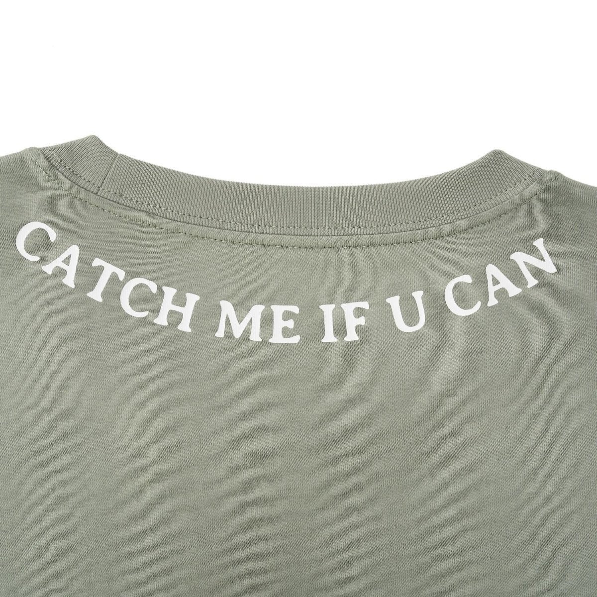 تيشيرت قطني مطبوع بأكمام قصيرة ورقبة دائرية وياقة دائرية