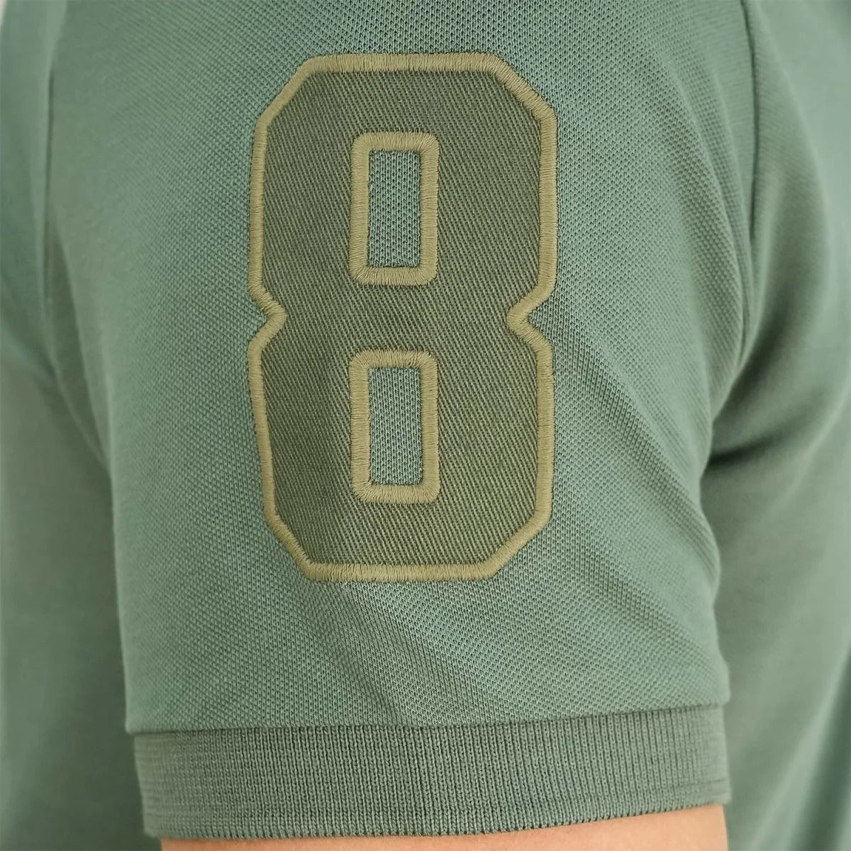 Cotton/Lycra Pique Flat Knitted Collar Short Sleeve Slim Embroidery Lion Polo