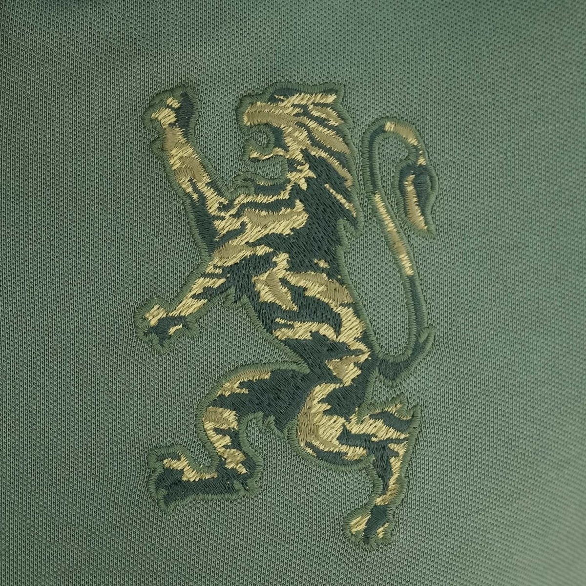 Cotton/Lycra Pique Flat Knitted Collar Short Sleeve Slim Embroidery Lion Polo