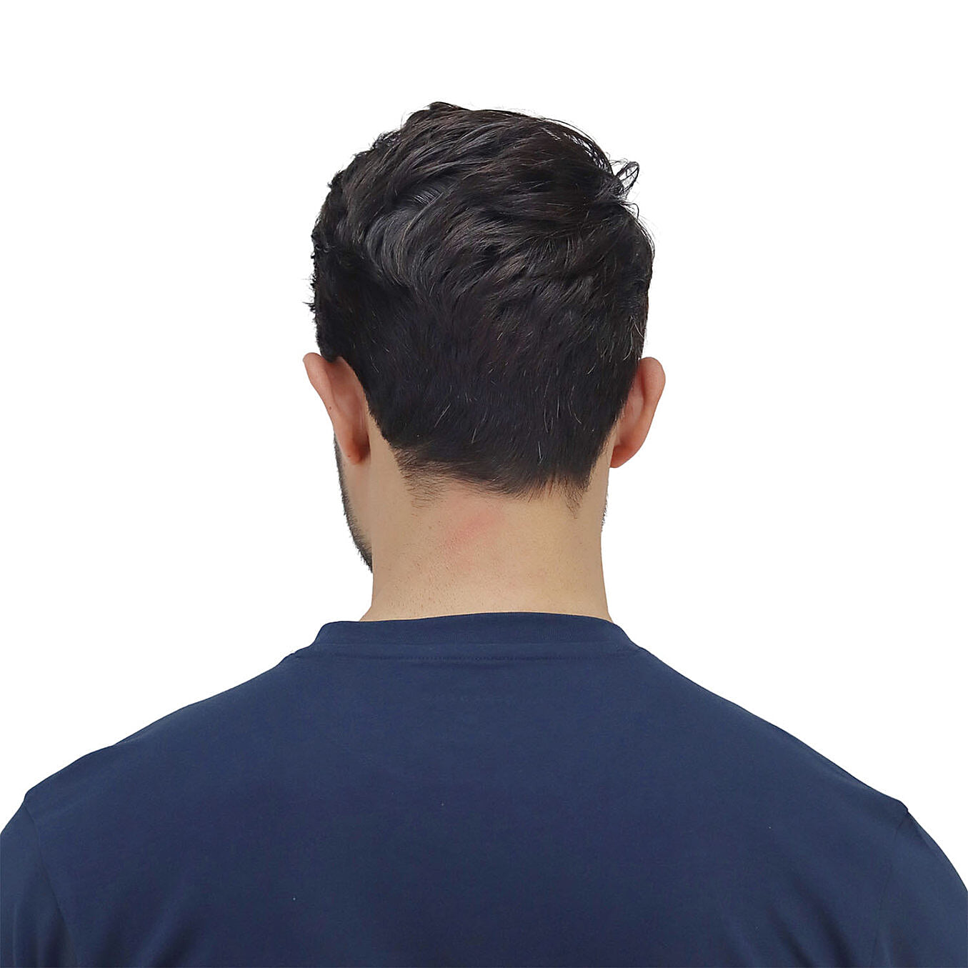 تيشيرت قطني ضيق بأكمام قصيرة ورقبة دائرية وياقة دائرية