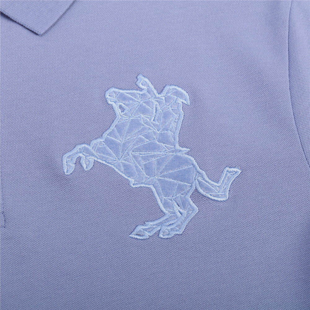 Cotton/Lycra Pique Knitted Collar Short Sleeve Slim Embroidery Bold Polo