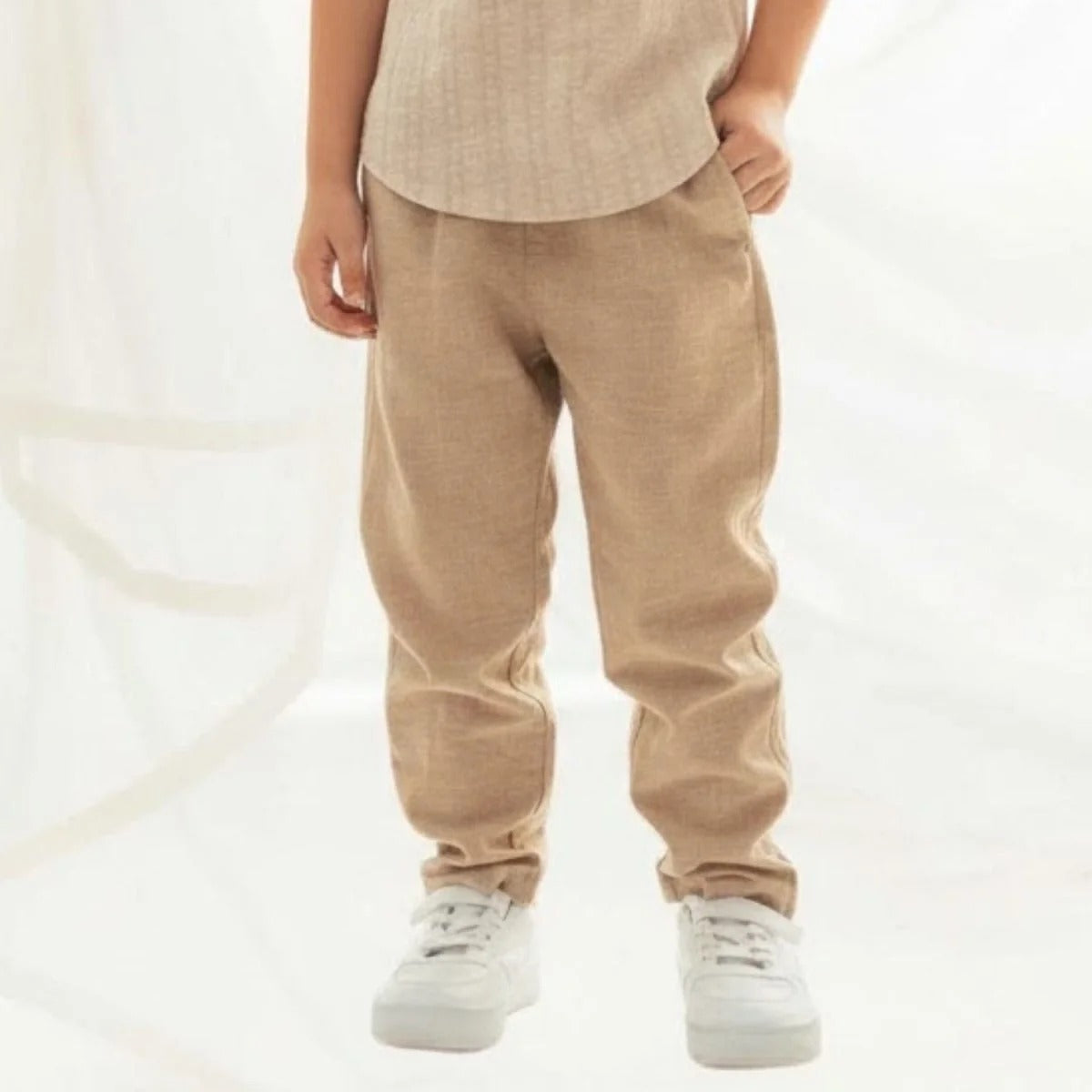 Kids' Regular Fit Linen Cotton Cropped Pants