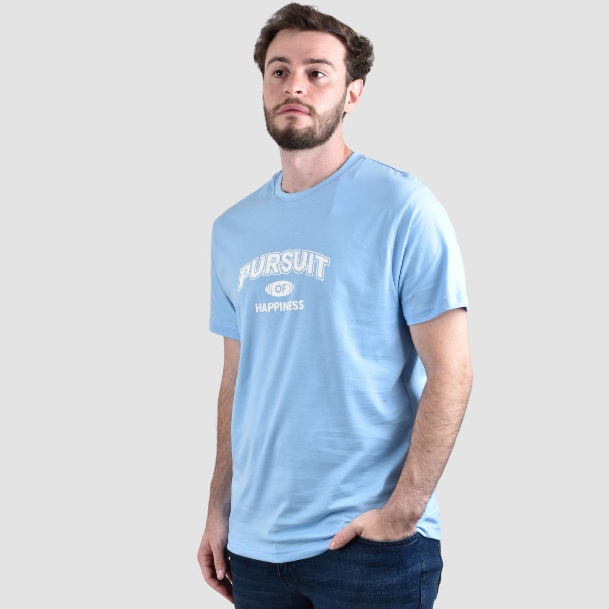 تيشيرت قطني مطبوع بأكمام قصيرة ورقبة دائرية وياقة دائرية