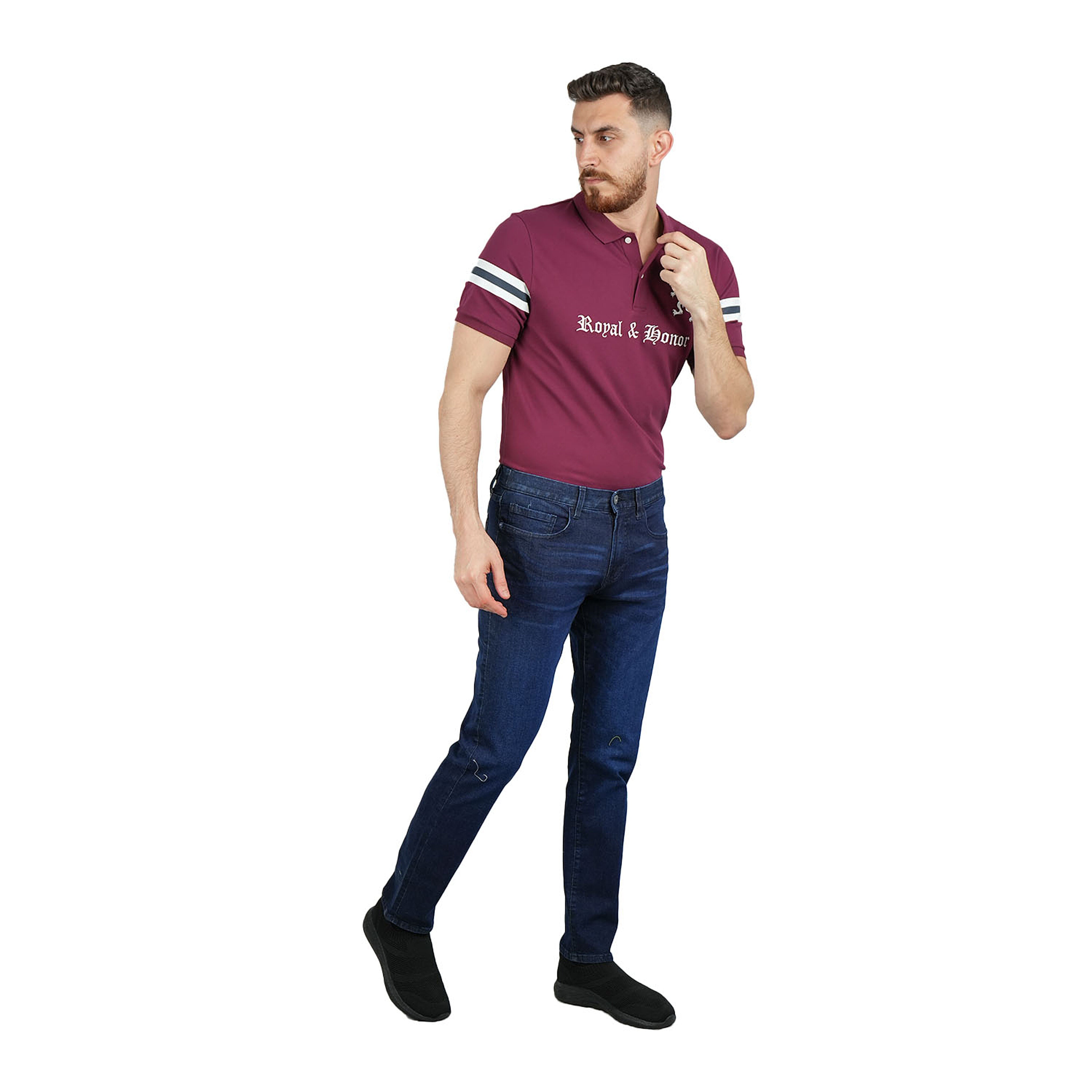 بنطلون جينز ضيق بقصة مدببة من القطن/السباندكس