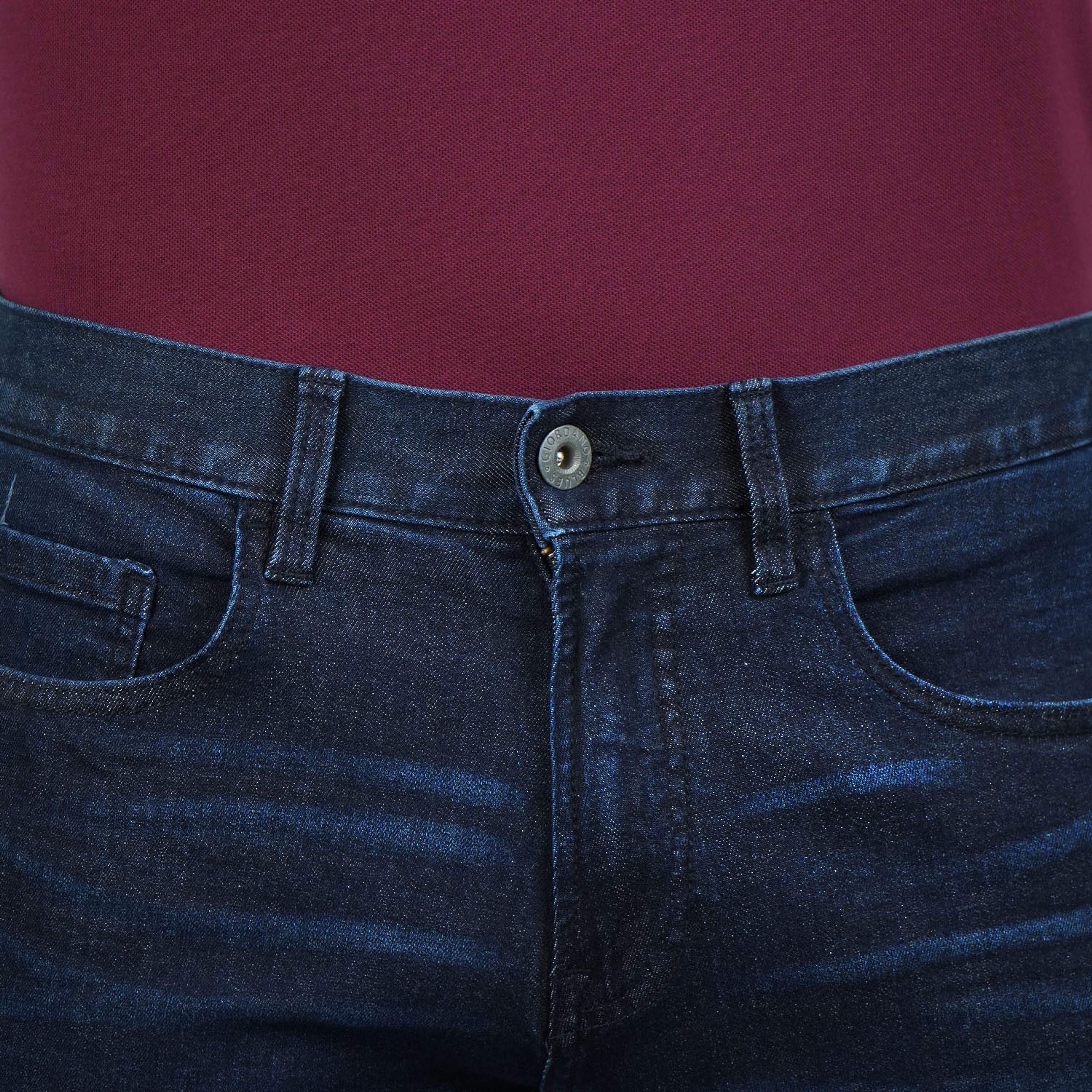 بنطلون جينز ضيق بقصة مدببة من القطن/السباندكس