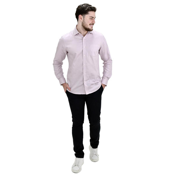 Cotton Oxford Long Sleeve Slim Embroidery Garment Wash Shirt