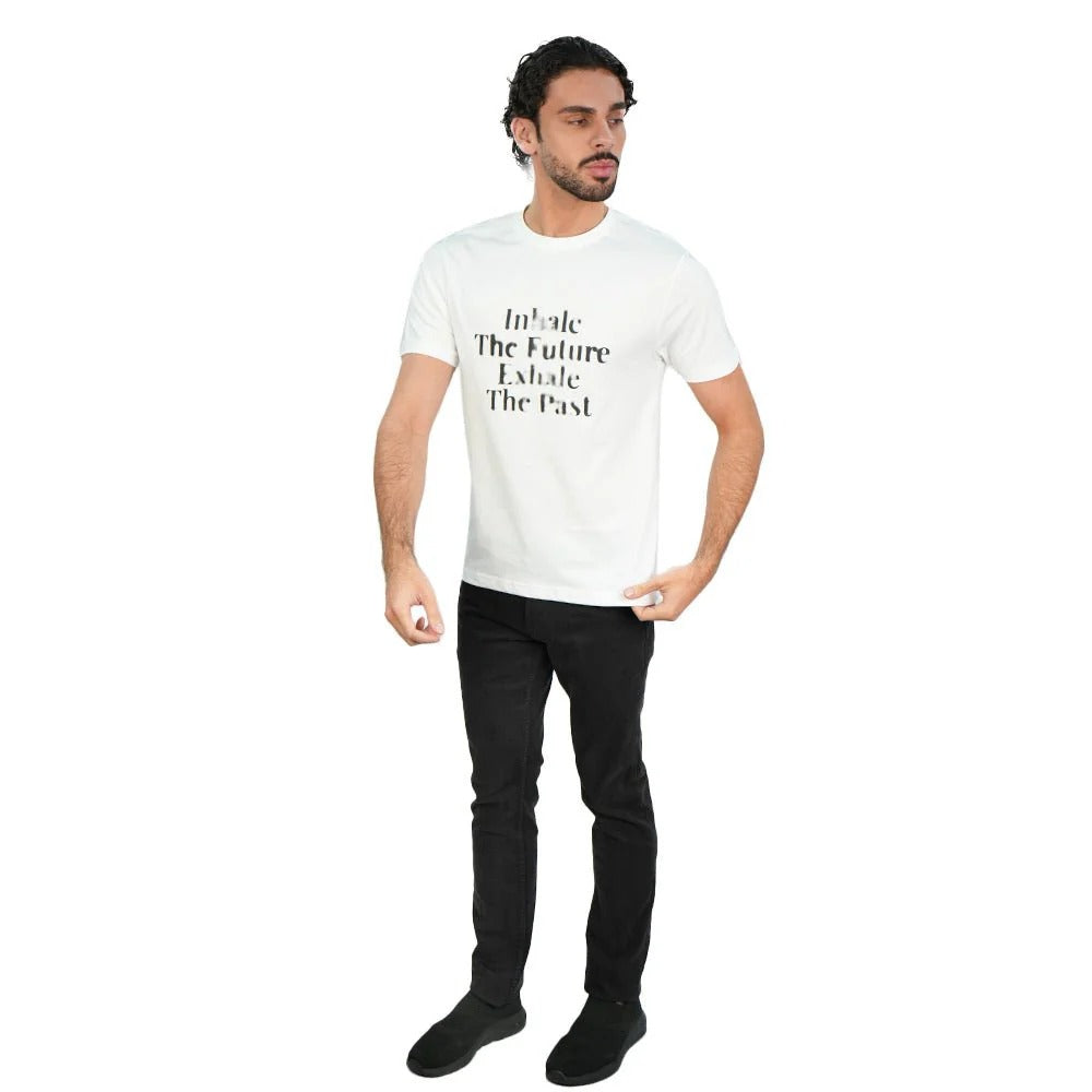 Men's Slim Cotton Crew Neck Message Print Tee
