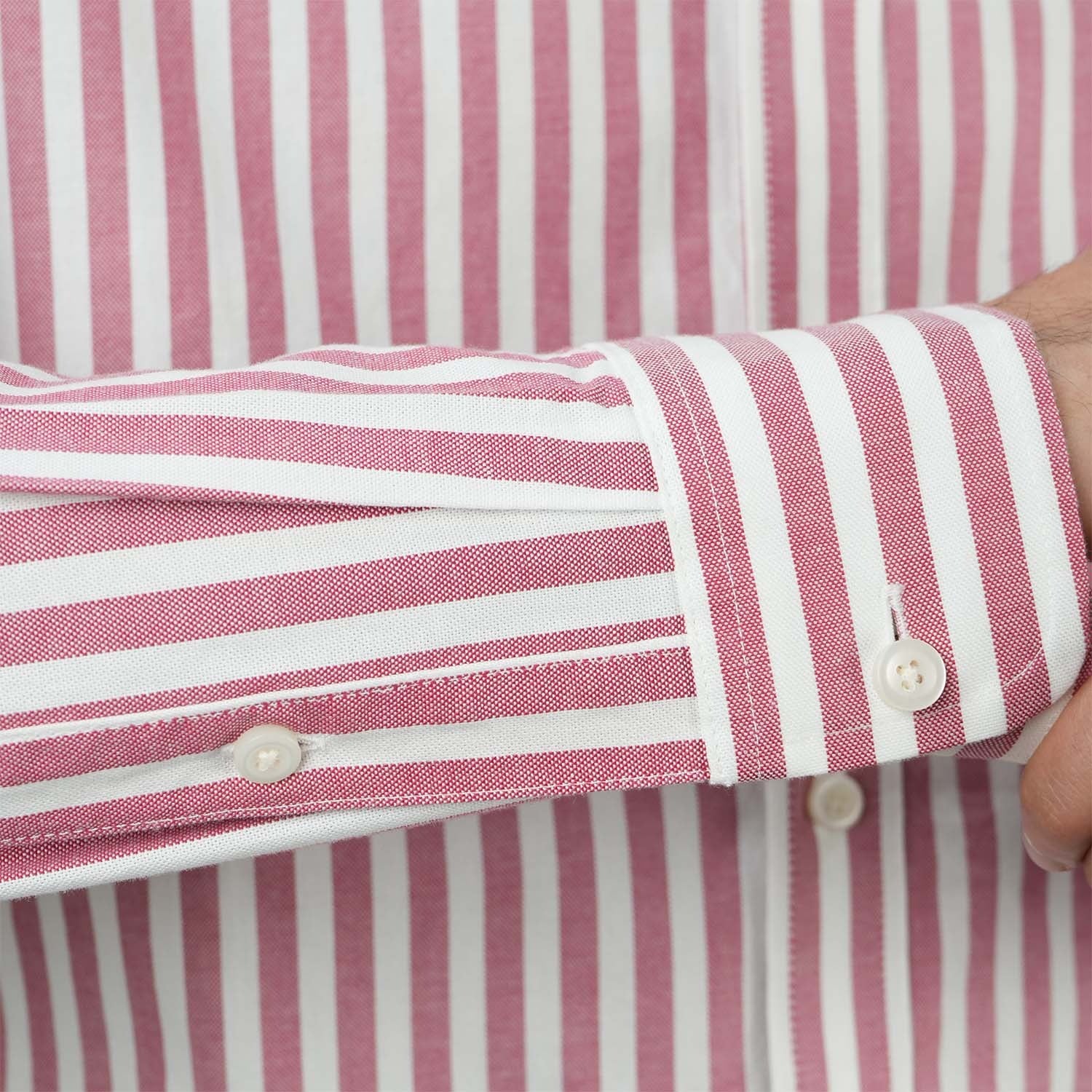 قميص قطني أكسفورد فلانيل بأكمام طويلة وقصة ضيقة مطرزة، قابل للغسل