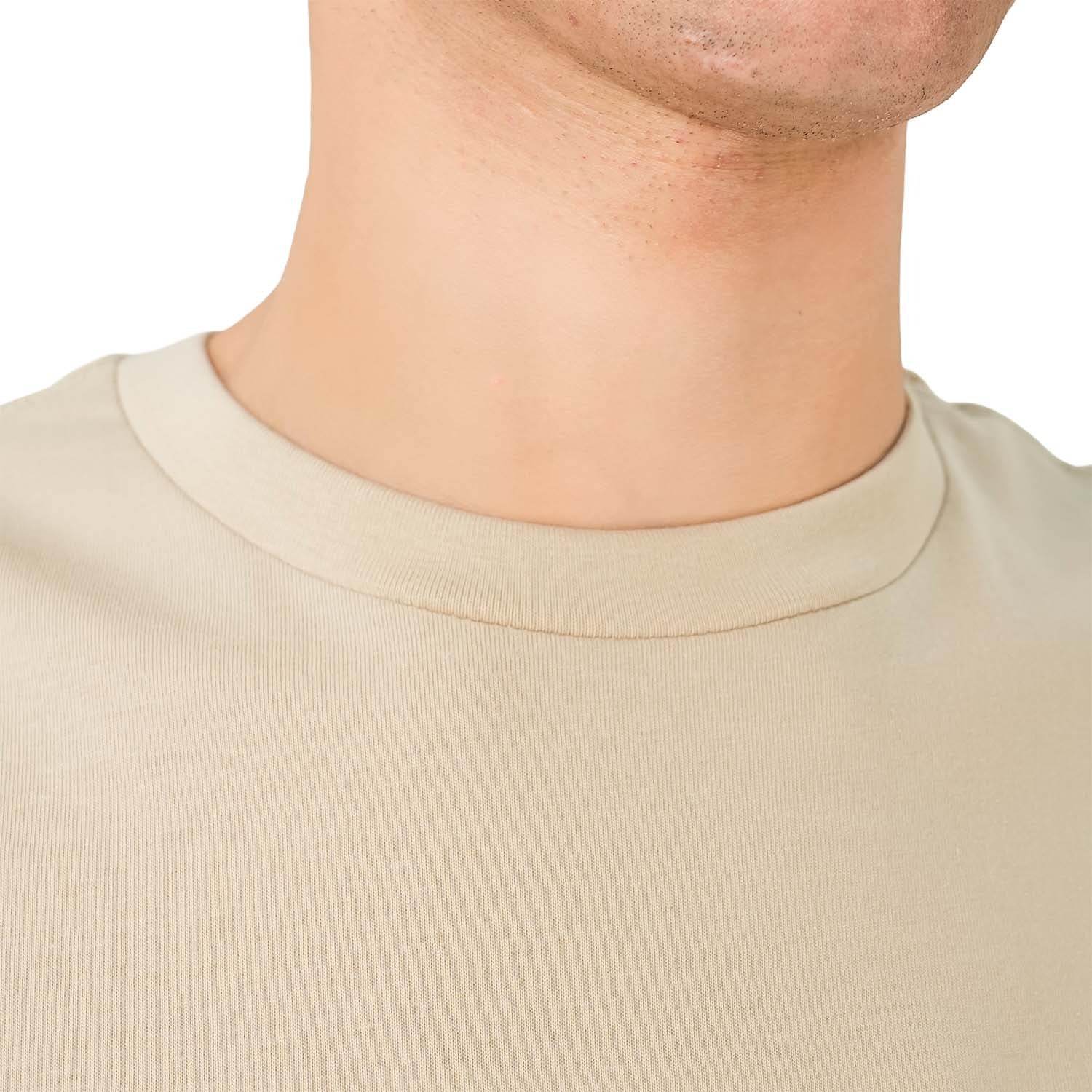 تيشيرت قطني جيرسي بأكمام قصيرة ورقبة دائرية وطبعة ضيقة (تيشيرت مميز)