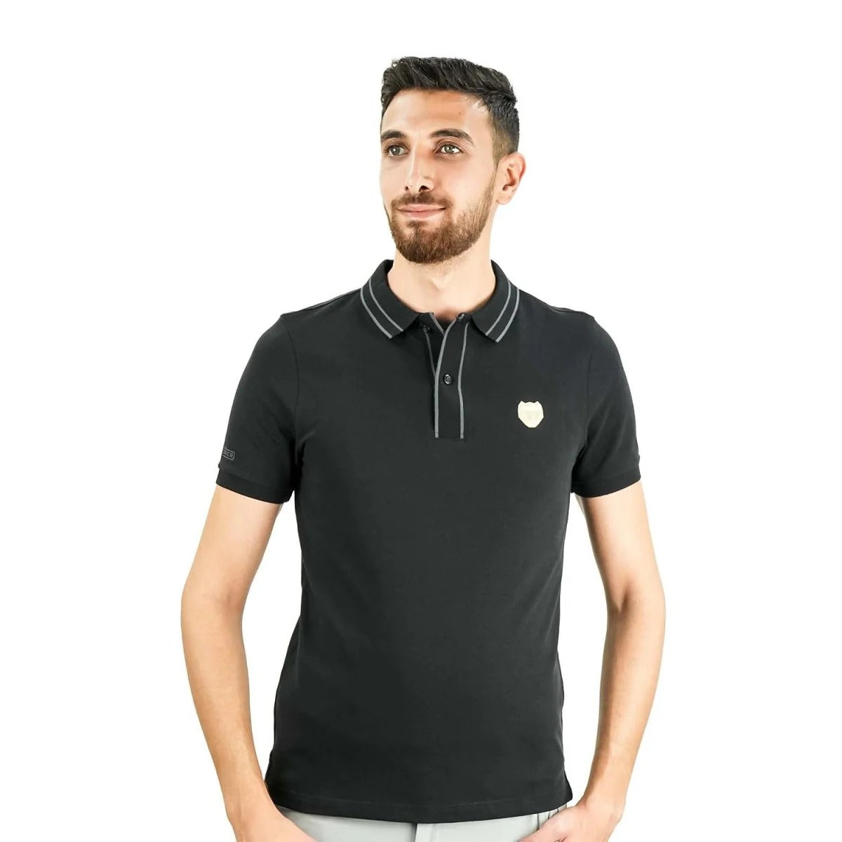 Cotton/Lycra Pique Flat Knitted Collar Short Sleeve Slim Embroidery Bold Polo