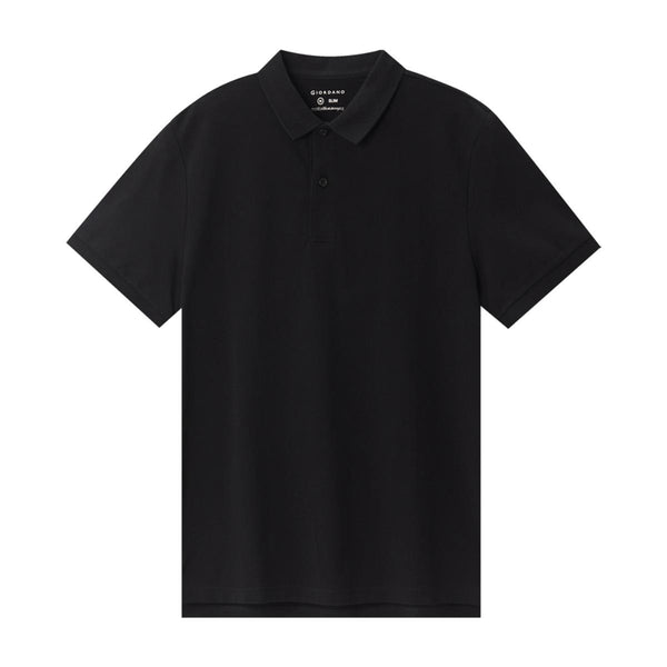 Cotton/Lycra Pique Flat Knitted Collar Short Sleeve Slim Solid Polo