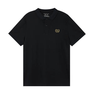 Cotton Interlock Flat Knitted Collar Short Sleeve Slim Embroidery Solid Polo (Liquid Touch)