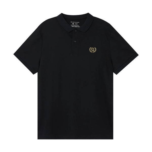 Cotton Interlock Flat Knitted Collar Short Sleeve Slim Embroidery Solid Polo (Liquid Touch)