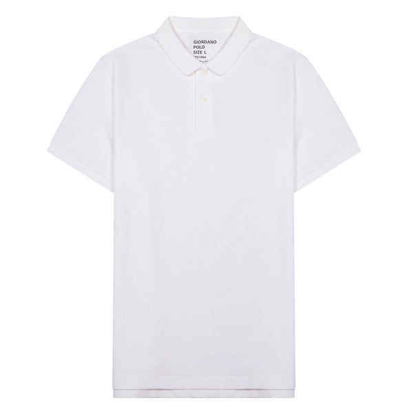 Cotton/Lycra Pique Knitted Collar Short Sleeve Tapered Solid Polo