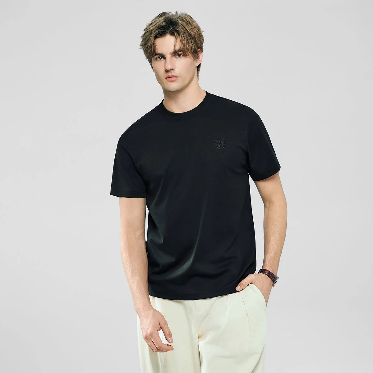 Men's Slim Fit Liquid Touch Cotton Crew Neck Tee (feel the difference)