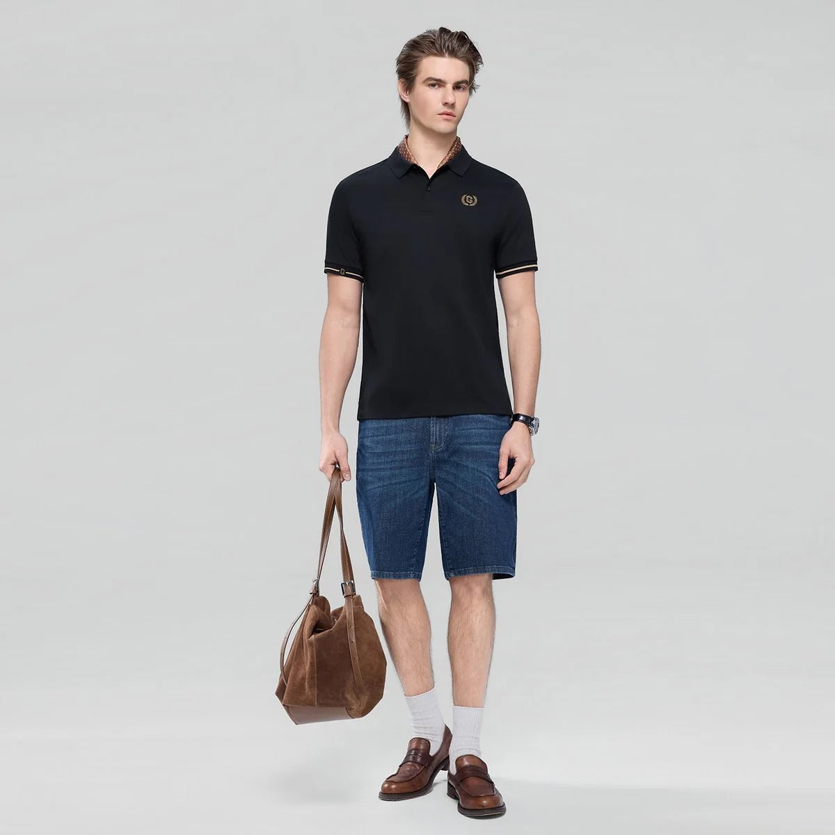 Men's Cotton Interlock Slim Fit Liquid Touch Embroidery Polo