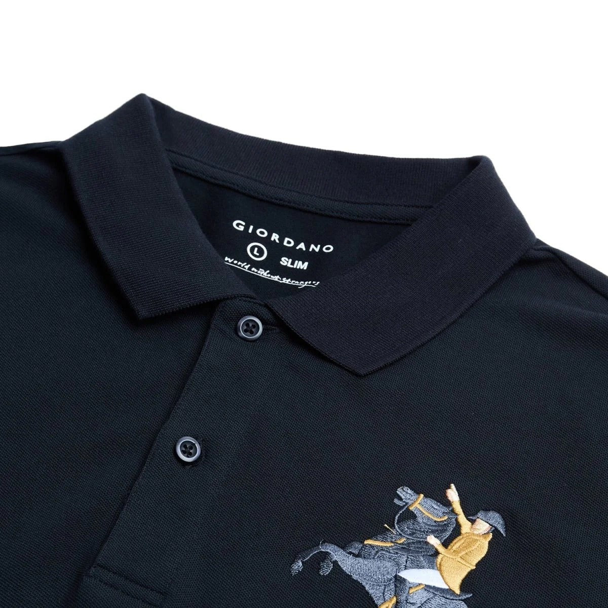 Men's Slim Fit Napoleon Embroidery Lycra Pique Polo
