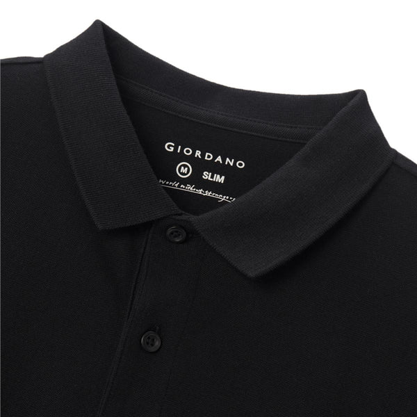 Cotton/Lycra Pique Flat Knitted Collar Short Sleeve Slim Solid Polo