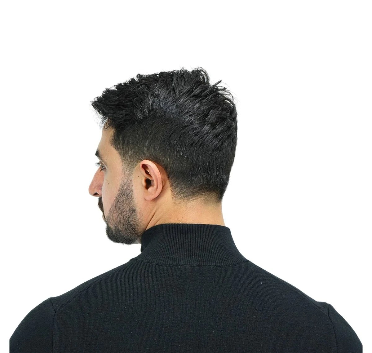 Men's Texture Stitch Mock Neck Long Sleeve Full Zipper Cardigan