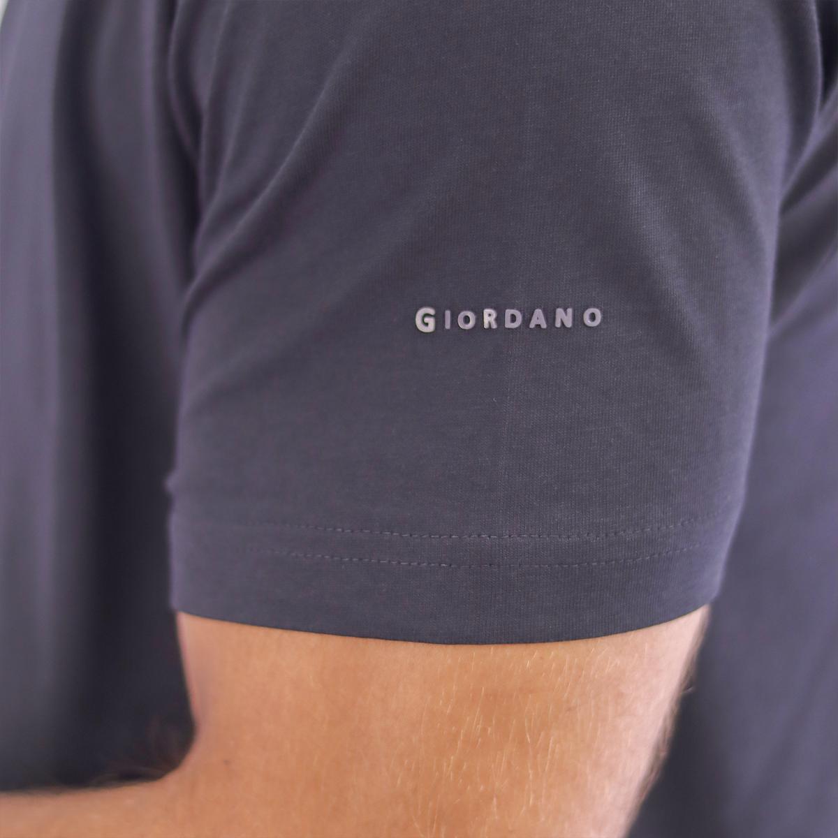 تيشيرت قطني ضيق بأكمام قصيرة ورقبة دائرية وياقة دائرية