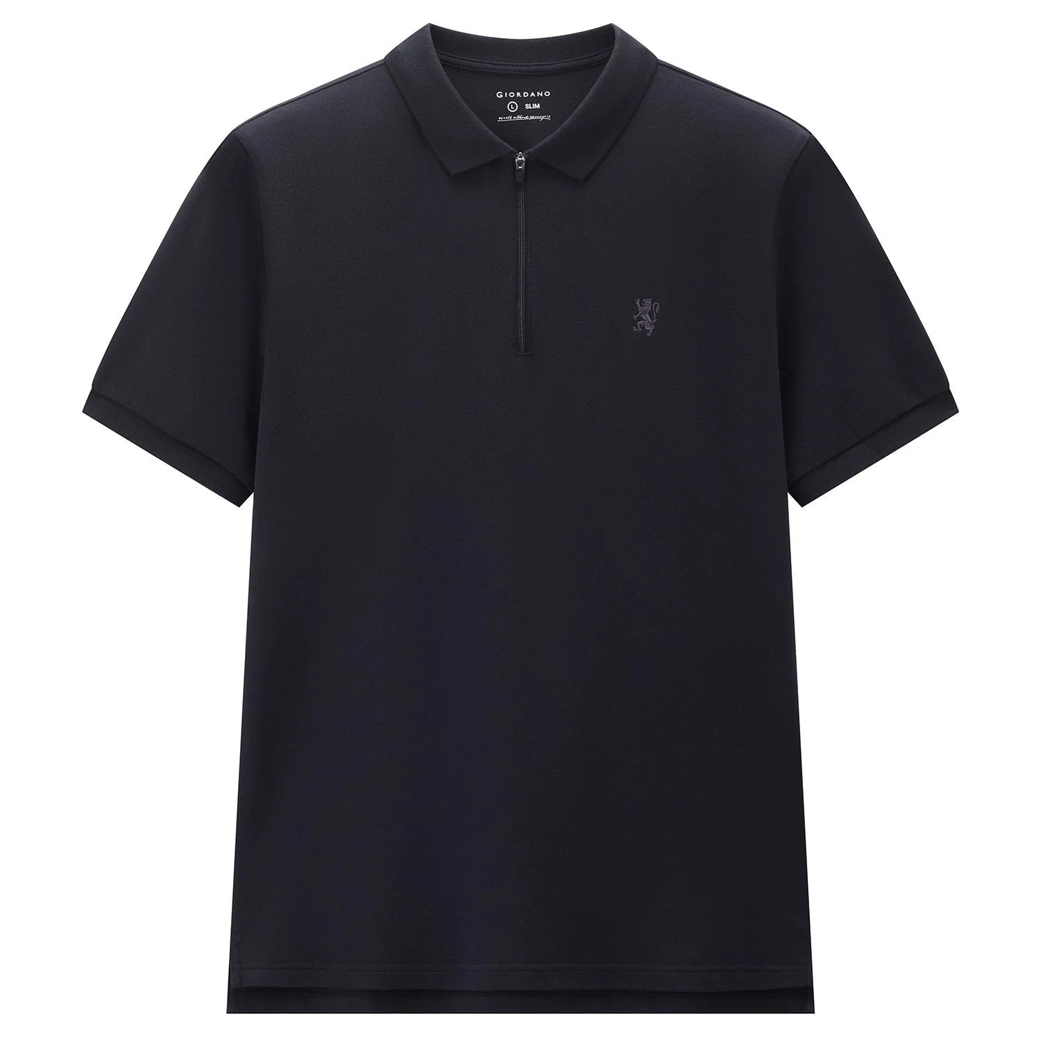 Men's Slim Fit Small Lion Zipper Polo