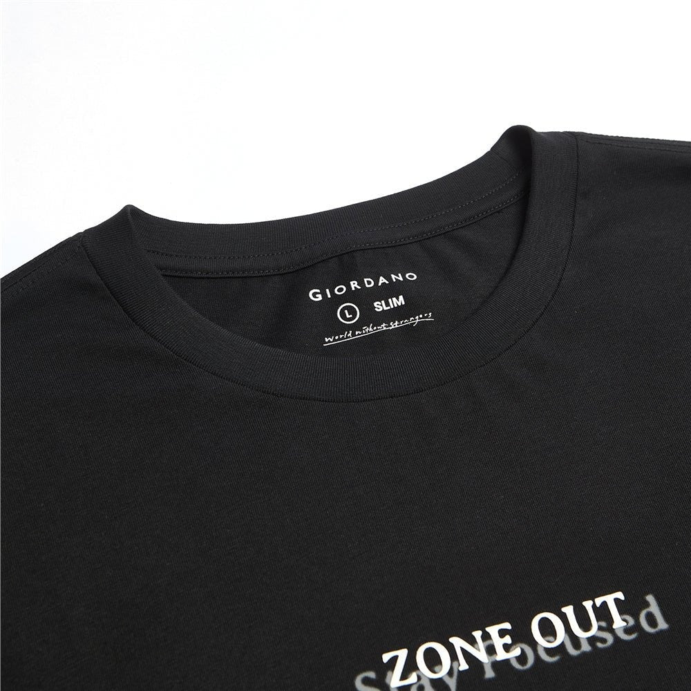 Men's Slim Cotton Crew Neck Message Print Tee