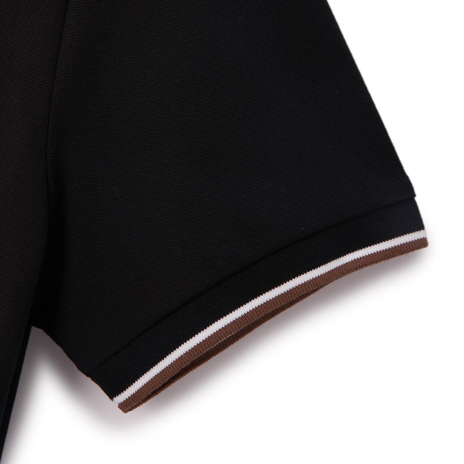 Cotton/Lycra Pique Flat Knitted Collar Short Sleeve Embroidery Solid Polo