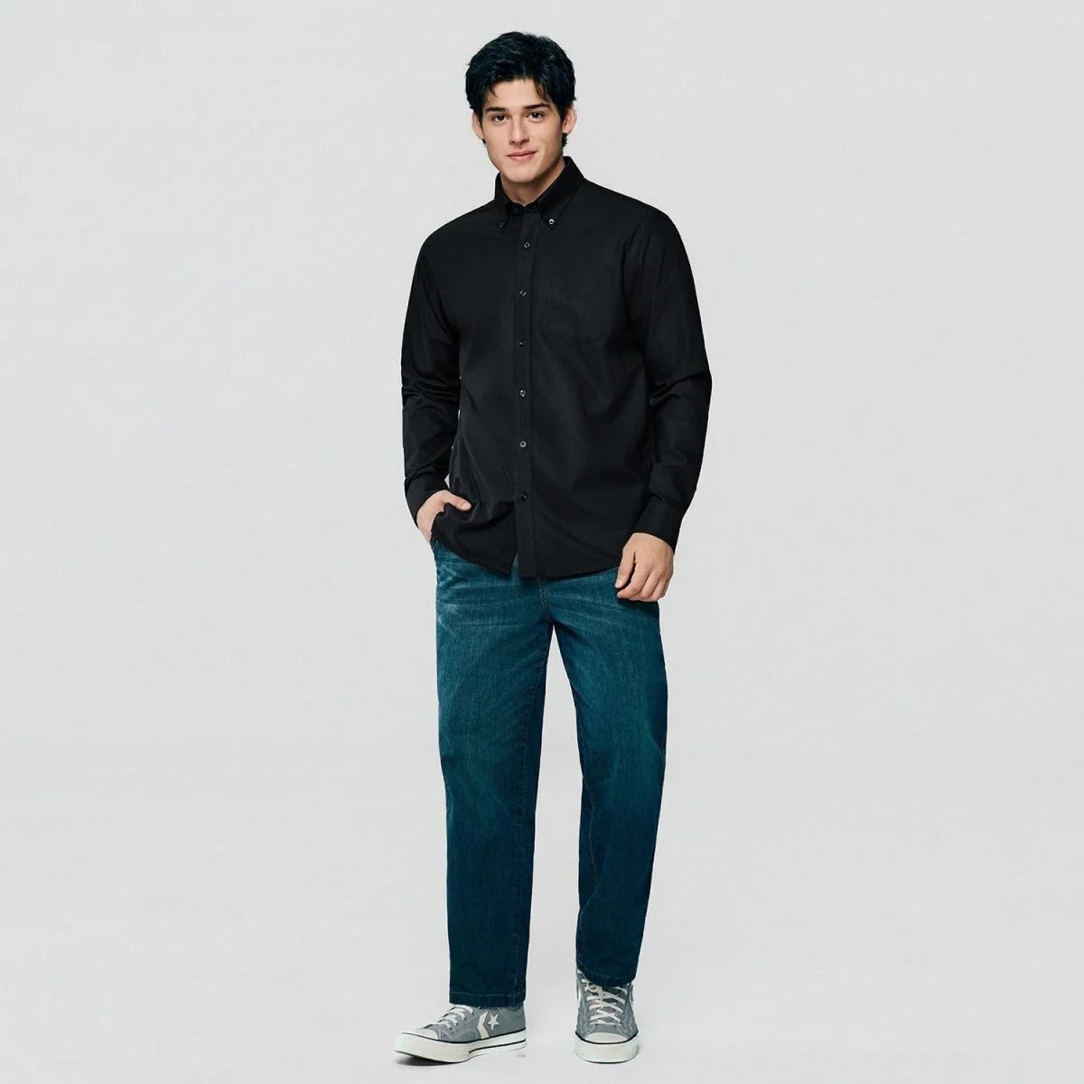 Men's Cotton Long-Sleeve Wrinkle-Free Shirt (Premium)