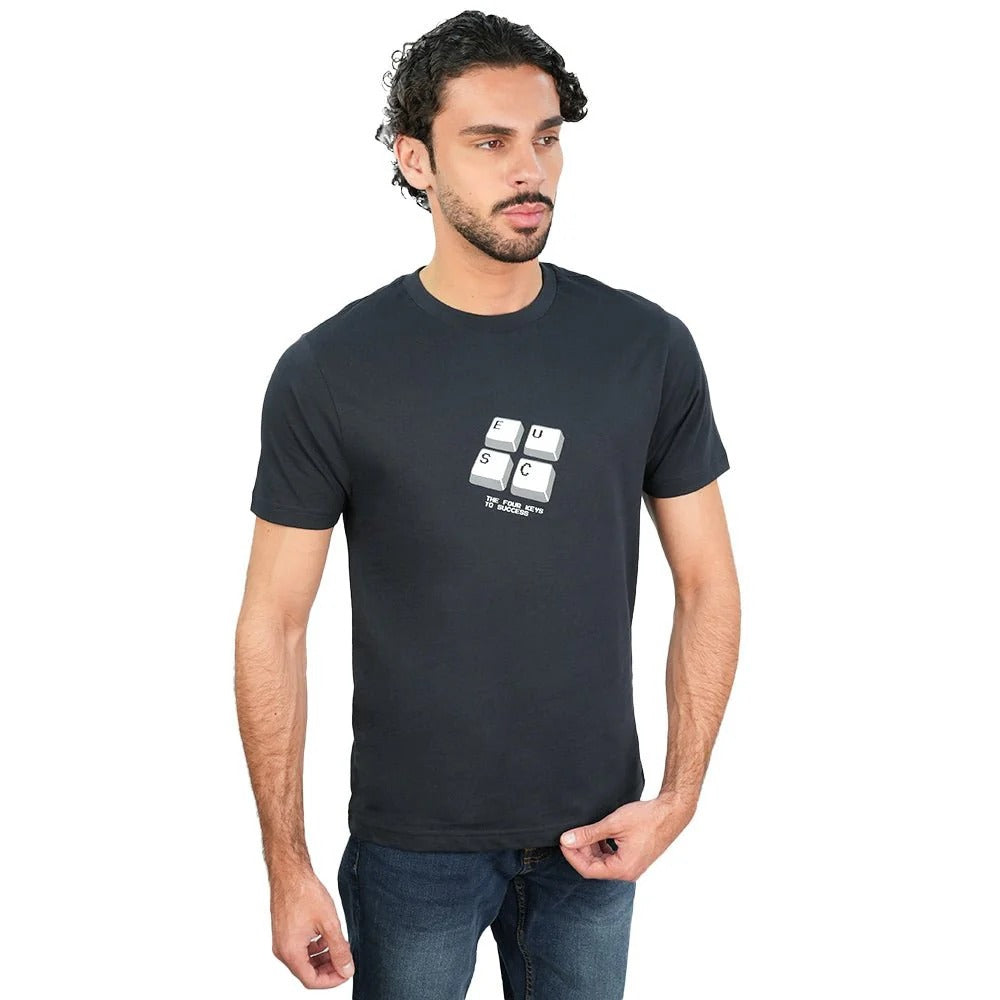 Men's Slim Cotton Crew Neck Message Print Tee