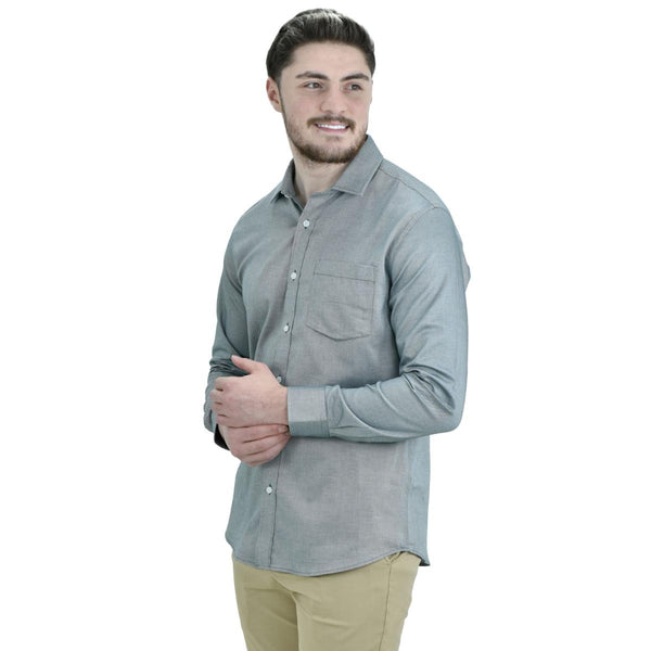 Cotton Oxford Long Sleeve Slim Embroidery Garment Wash Shirt