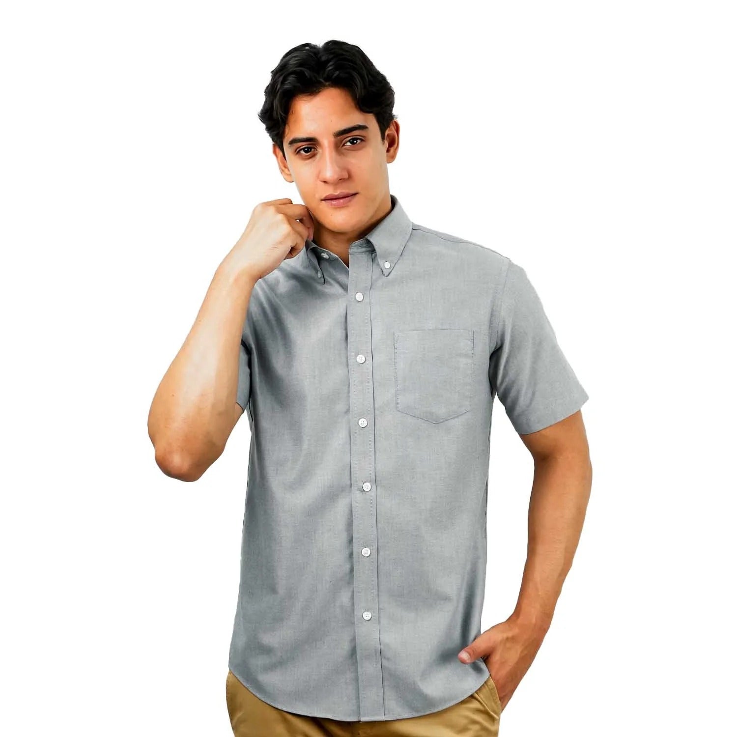 Cotton Oxford Flannel Short Sleeve Regular Wrinkle Free (Premium)