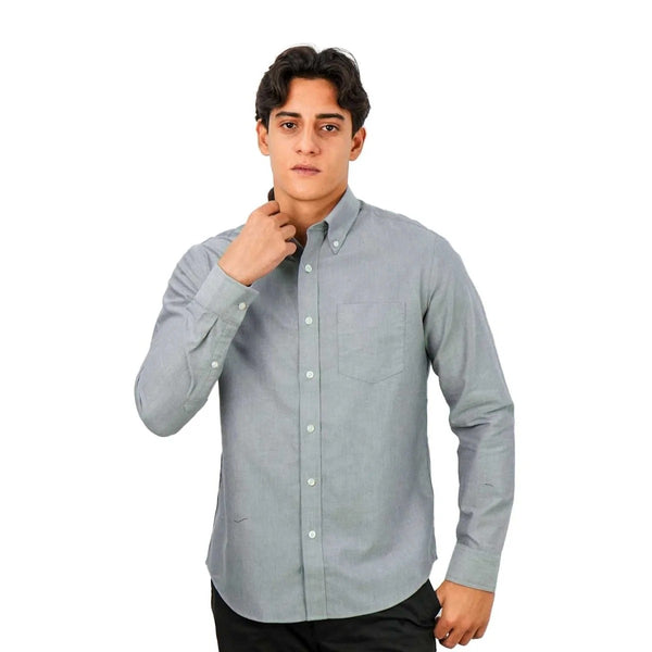 Cotton Oxford Flannel Long Sleeve Regular Wrinkle Free Shirt (Premium)