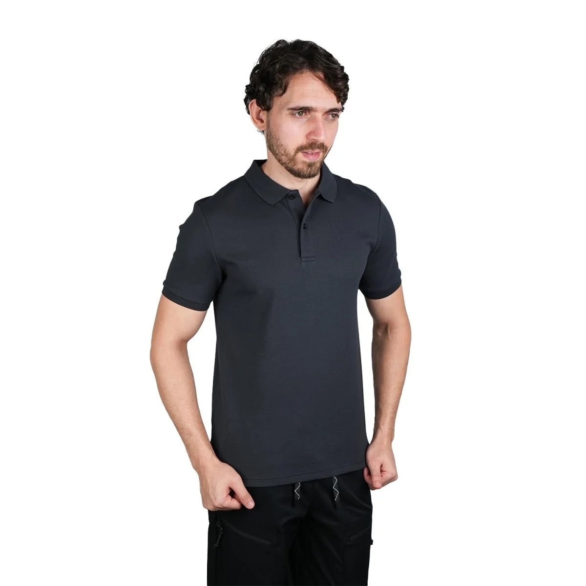 Cotton/Polyester/Spandex Waffle Flat Knitted Collar Short Sleeve Solid Polo