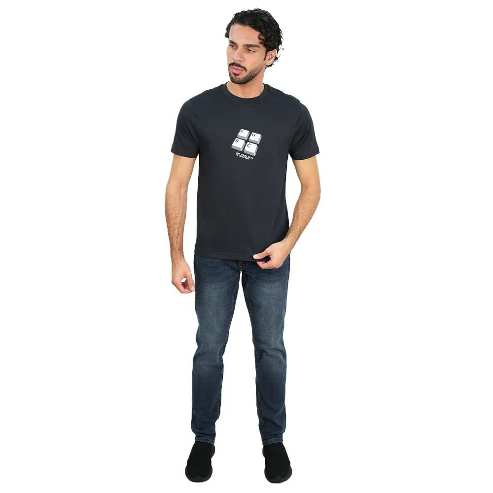 Men's Slim Cotton Crew Neck Message Print Tee