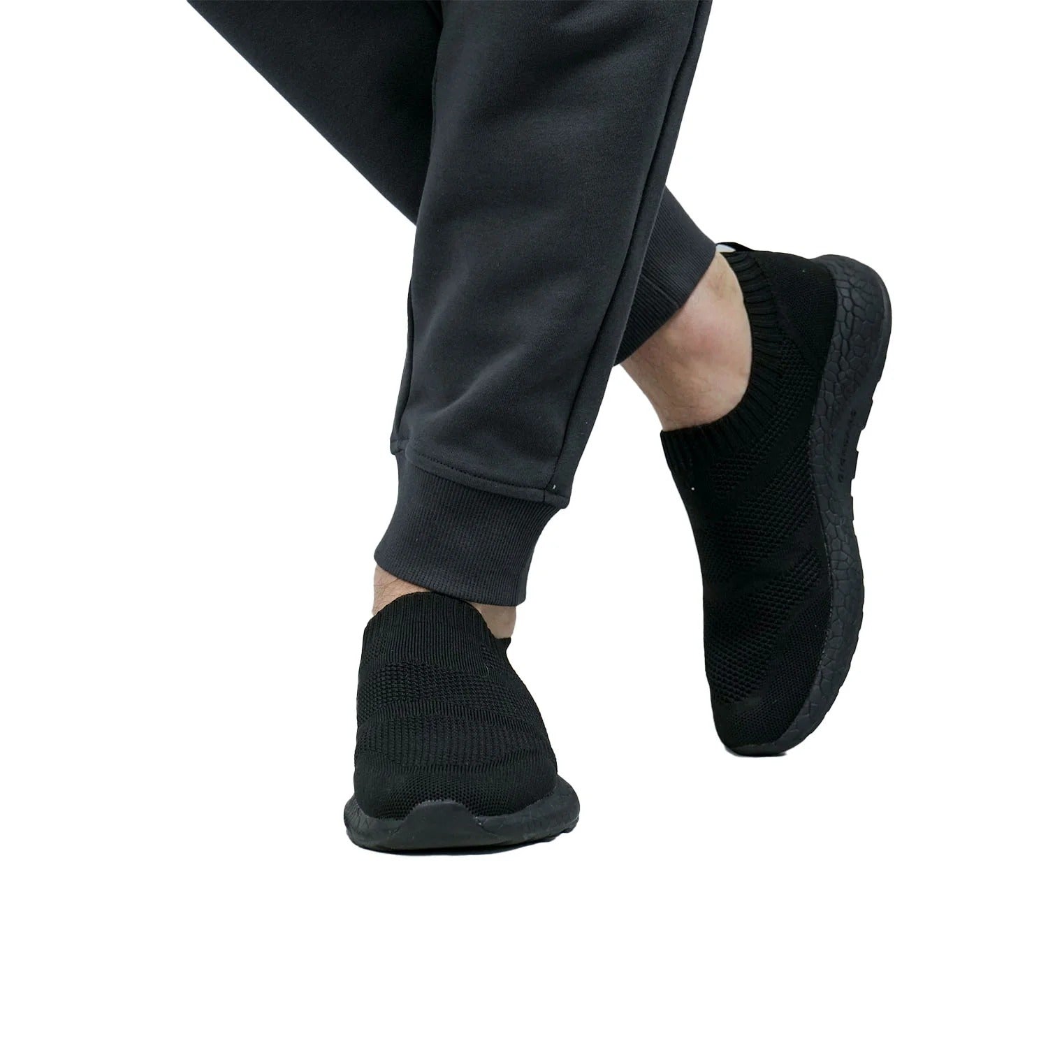 بنطال رياضي متوسط ​​الارتفاع بقصة ضيقة ومطاطية من القطن/البوليستر من قماش تيري فرنسي