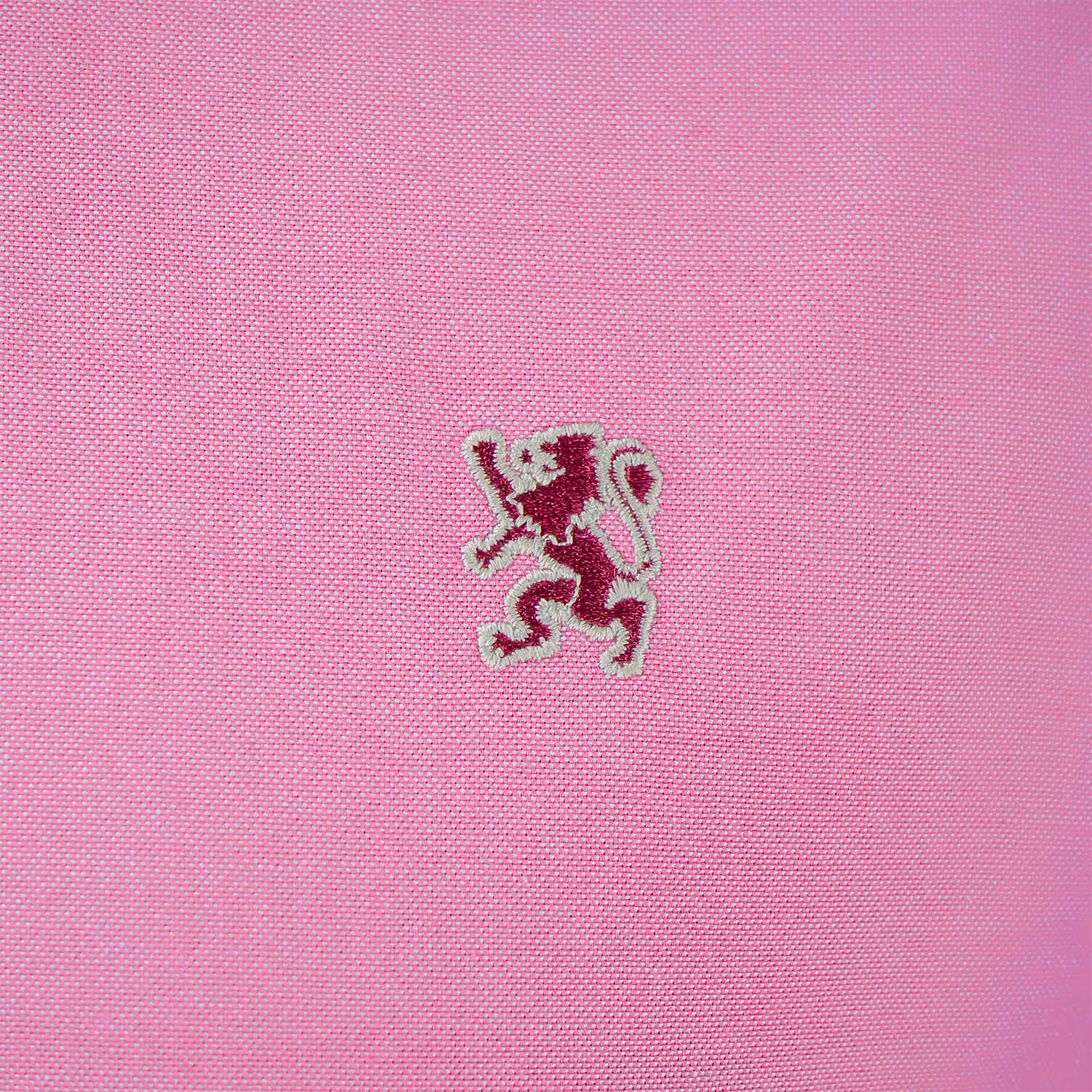 قميص قطني أكسفورد فلانيل بأكمام طويلة وقصة ضيقة مطرزة، قابل للغسل