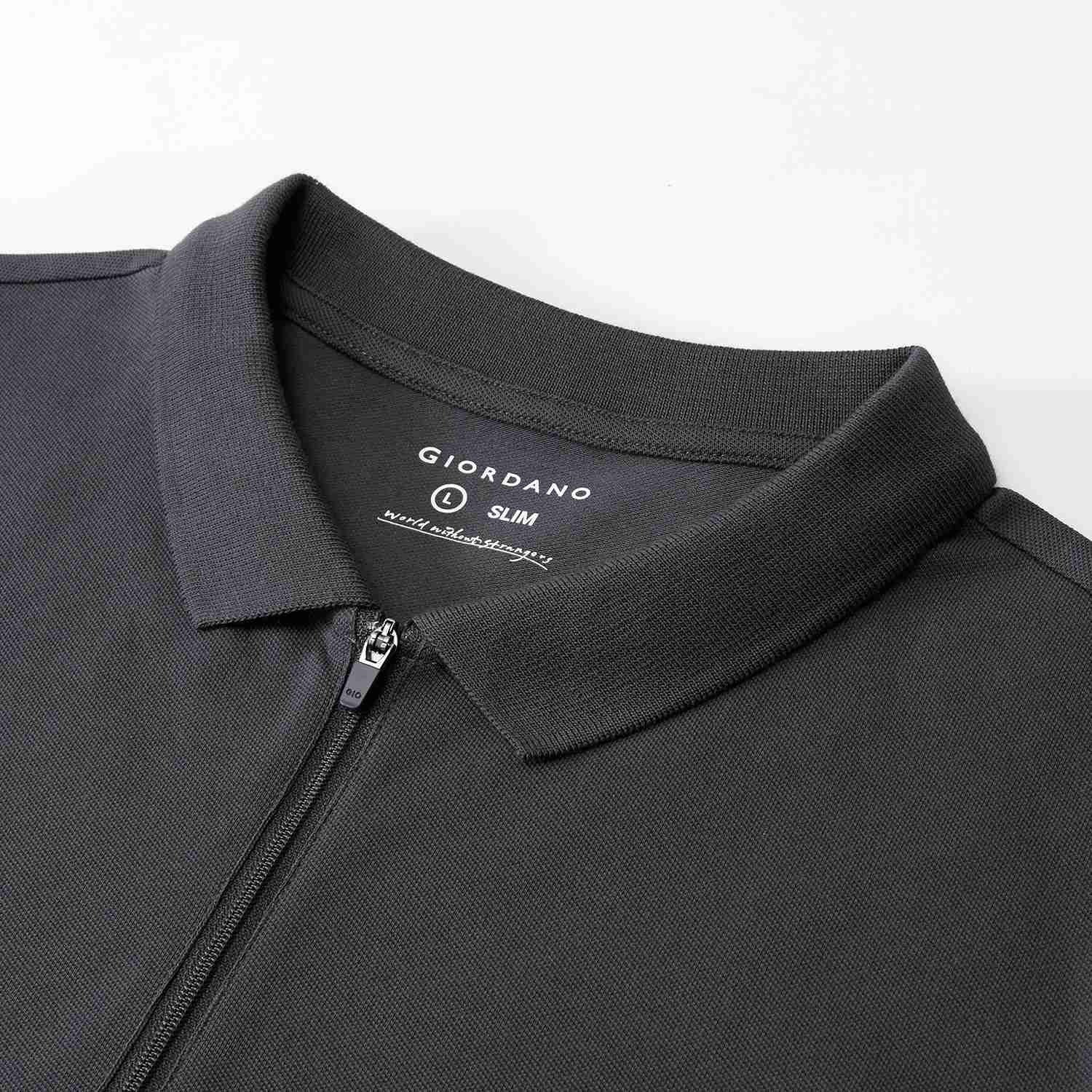 Men's Slim Fit Small Lion Zipper Polo
