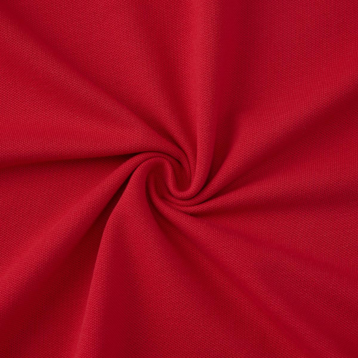 قميص بولو قصير الأكمام بتطريز جريء، مصنوع من القطن/ليكرا بيكيه، بياقة محبوكة