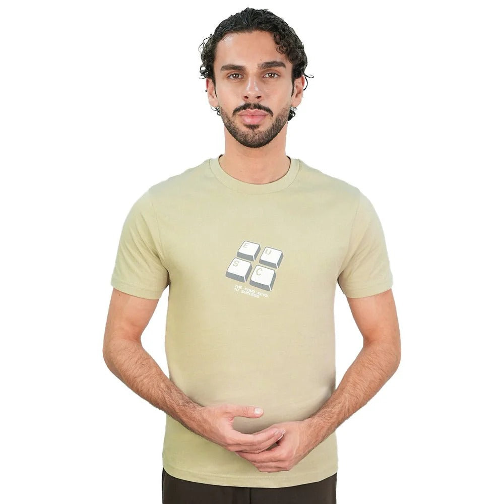 Men's Slim Cotton Crew Neck Message Print Tee