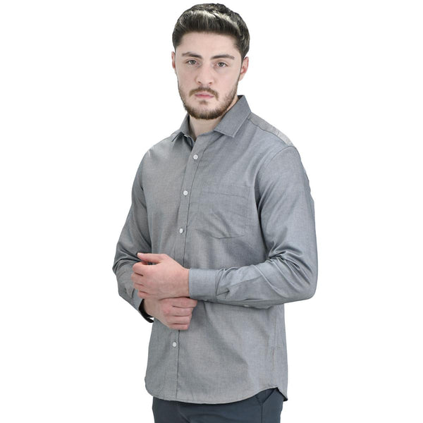 Cotton Oxford Long Sleeve Slim Embroidery Garment Wash Shirt