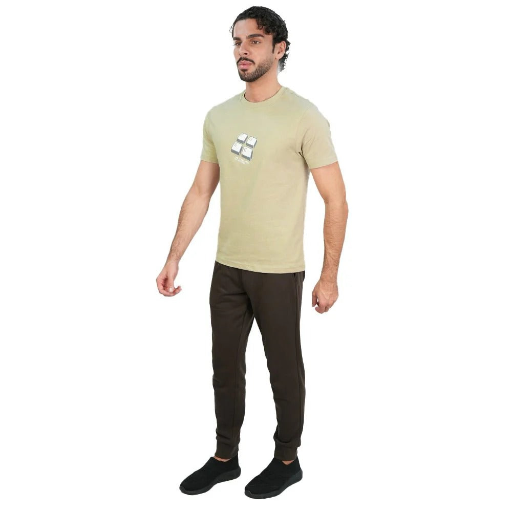 Men's Slim Cotton Crew Neck Message Print Tee