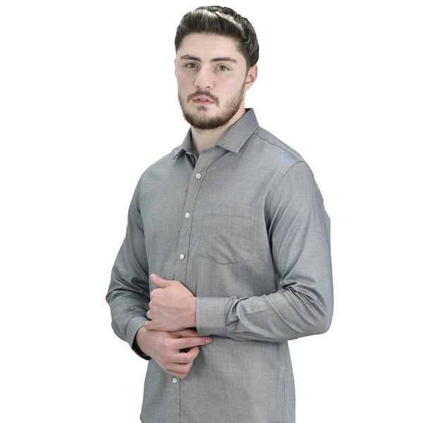 Cotton Oxford Long Sleeve Slim Embroidery Garment Wash Shirt