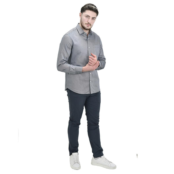 Cotton Oxford Long Sleeve Slim Embroidery Garment Wash Shirt