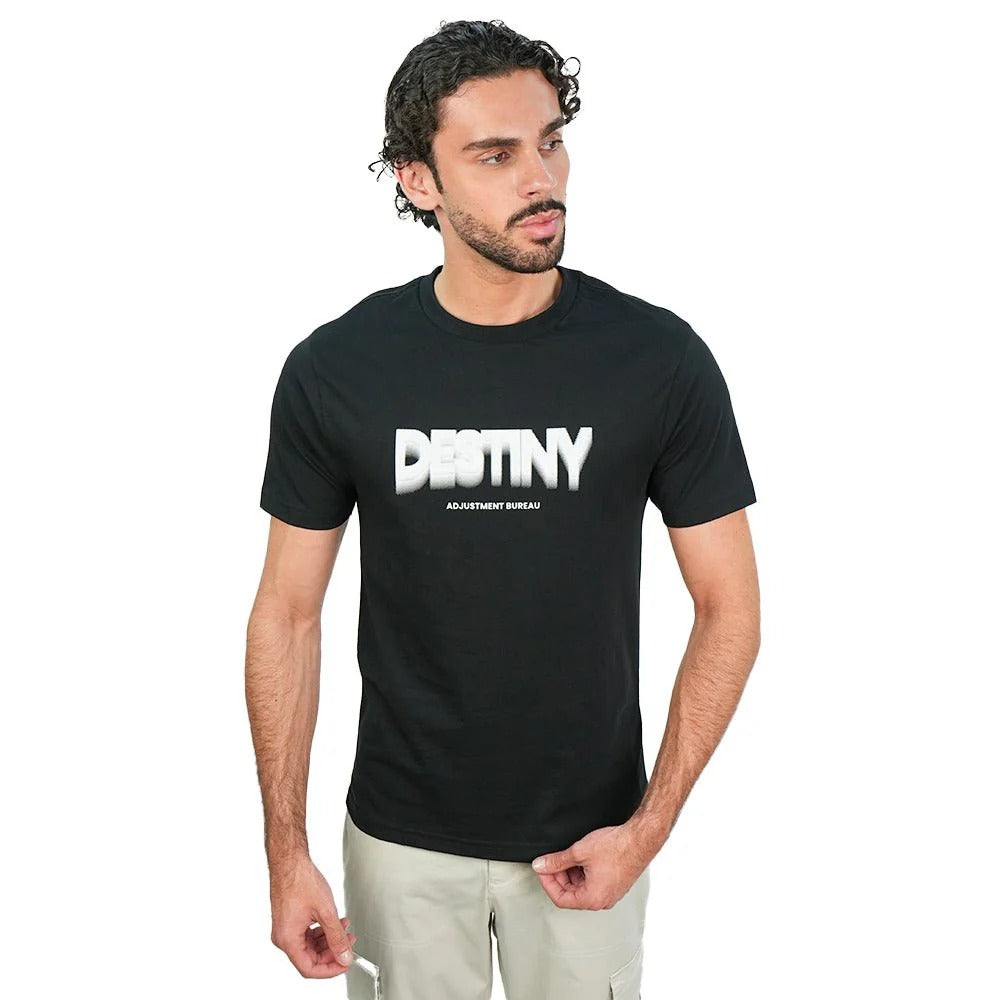 Men's Slim Cotton Crew Neck Message Print Tee