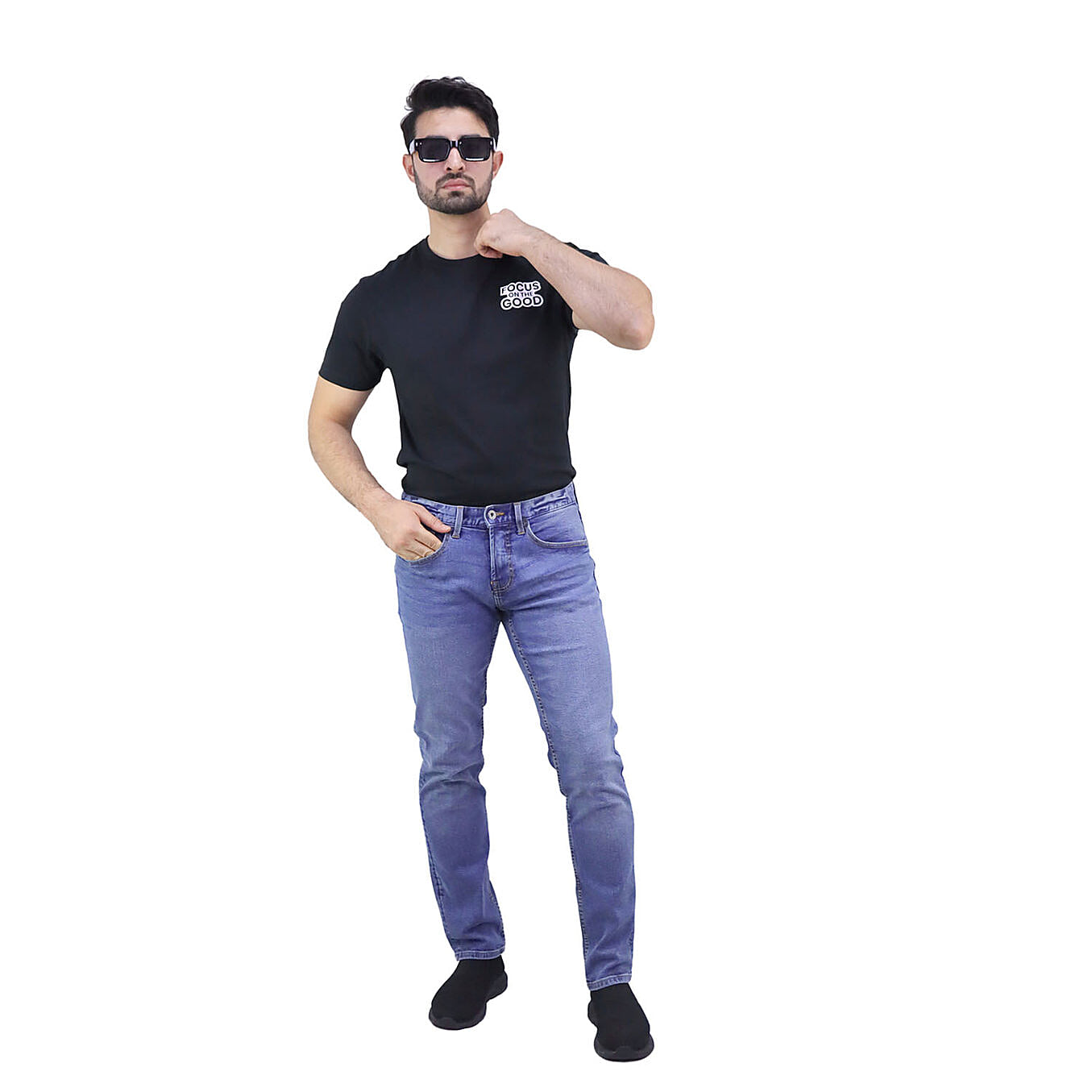 بنطلون جينز ضيق من القطن والإيلاستين